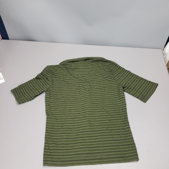 3/$15 AX Armani Exchange green, black striped shirt size medium - Picture 4 of 9